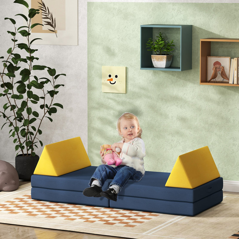 Isabelle Max Modular Kids Play Couch 6 Piece Kids Couch for Playroom or Bedroom Foam Couch for Kids with Washable Cover for Toddlers 18 Months Blue Wayfair